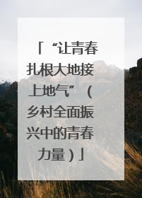 “让青春扎根大地接上地气”（乡村全面振兴中的青春力量）