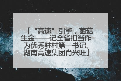 “高速”引擎，菌菇生金——记全省担当作为优秀驻村第一书记、湖南高速集团肖兴旺