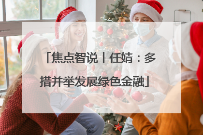 焦点智说丨任婧：多措并举发展绿色金融