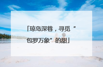 琼岛深巷，寻觅“包罗万象”的甜