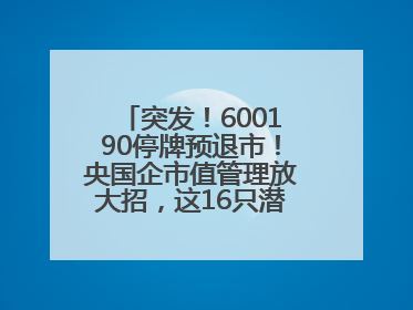 突发！600190停牌预退市！央国企市值管理放大招，这16只潜力股要火？