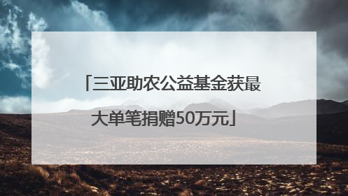 三亚助农公益基金获最大单笔捐赠50万元