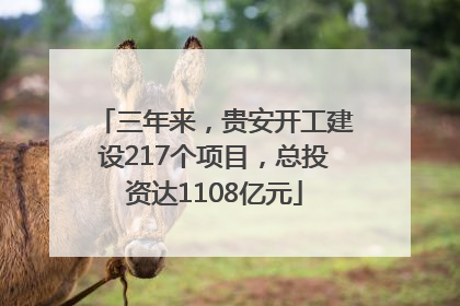 三年来，贵安开工建设217个项目，总投资达1108亿元