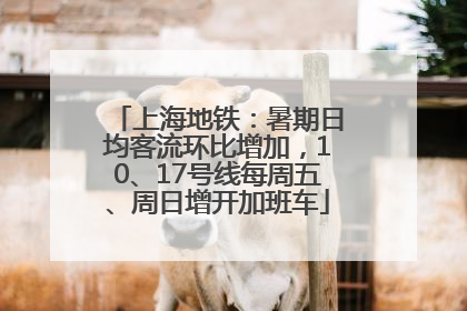 上海地铁：暑期日均客流环比增加，10、17号线每周五、周日增开加班车