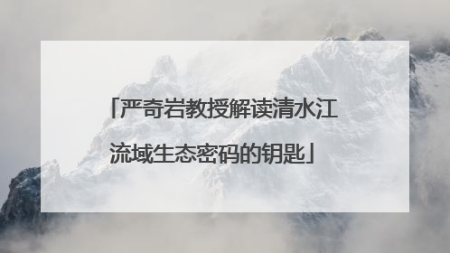 严奇岩教授解读清水江流域生态密码的钥匙