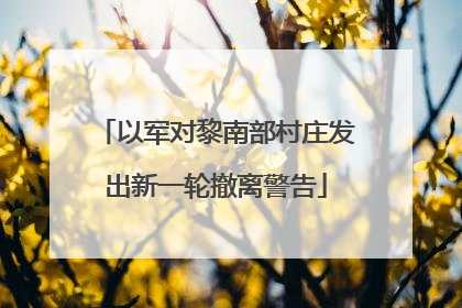 以军对黎南部村庄发出新一轮撤离警告