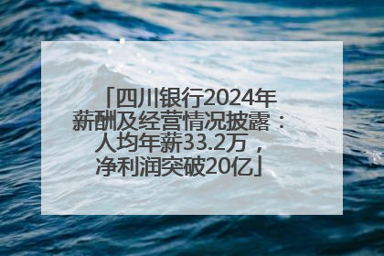 四川银行2024年薪酬及经营情况披露：人均年薪33.2万，净利润突破20亿