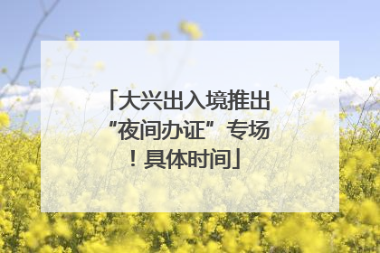 大兴出入境推出“夜间办证”专场！具体时间