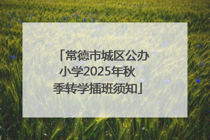 常德市城区公办小学2025年秋季转学插班须知