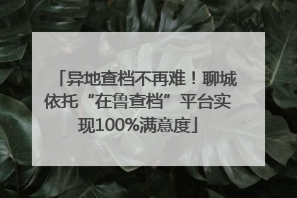 异地查档不再难！聊城依托“在鲁查档”平台实现100%满意度
