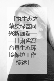 执生态之笔绘绿富同兴新画卷——甘肃省高台县生态环境保护工作综述