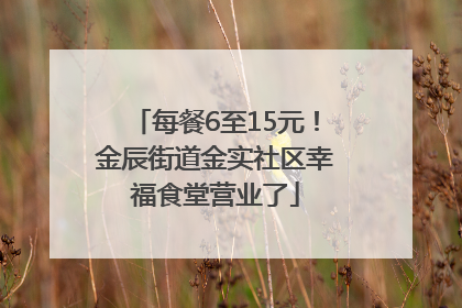 每餐6至15元！金辰街道金实社区幸福食堂营业了