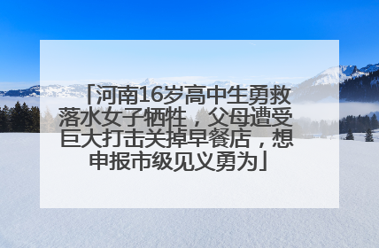 河南16岁高中生勇救落水女子牺牲，父母遭受巨大打击关掉早餐店，想申报市级见义勇为