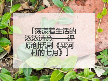荡漾着生活的浓浓诗意——评原创话剧《买河村的七月》