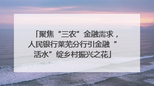 聚焦“三农”金融需求，人民银行莱芜分行引金融“活水”绽乡村振兴之花