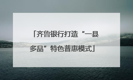 齐鲁银行打造“一县多品”特色普惠模式