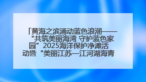 黄海之滨涌动蓝色浪潮——“共筑美丽海湾 守护蓝色家园”2025海洋保护净滩活动暨“美丽江苏—江河湖海青蓝行”海洋篇在连云港举行
