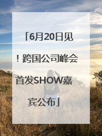 6月20日见！跨国公司峰会首发SHOW嘉宾公布